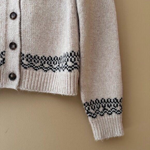 Marine Layer Ava Fair Isle Cardigan – Oatmeal – Size S - Picture 5 of 10